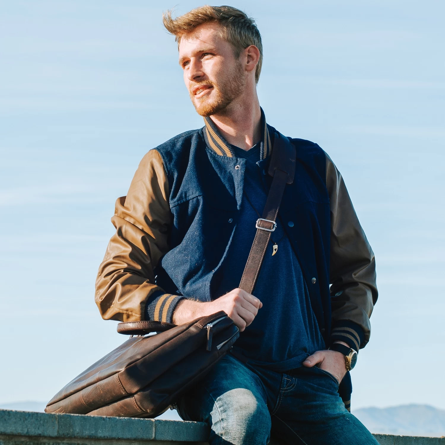 Montreal Brown Leather Laptop Bag - Image 4