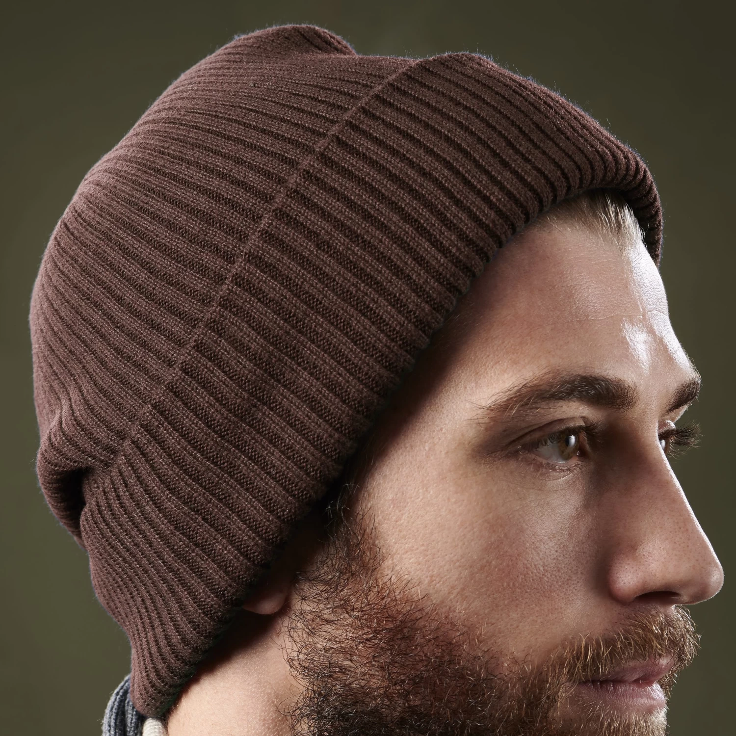 True Brown Acrylic Mix Chunky Knitted Rib Beanie - Image 7