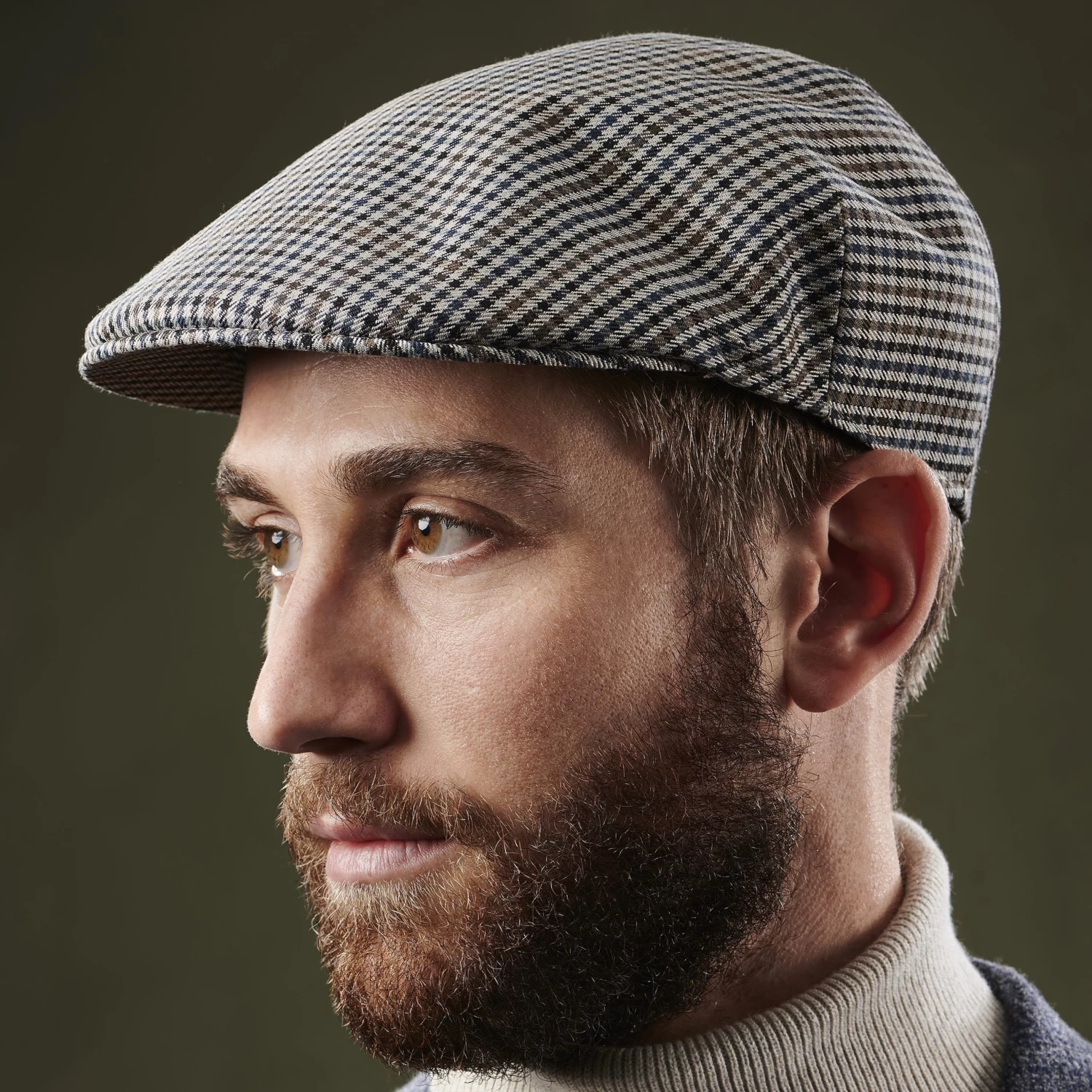 Moda | Dark Earth, Light Brown & Navy Blue Chequered Flat Cap - Image 7