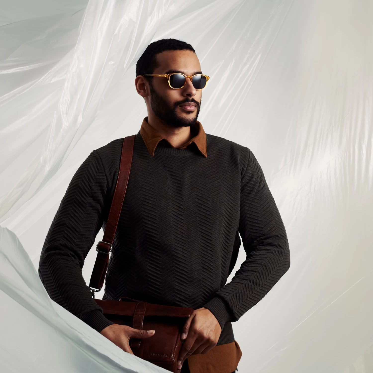 Classic Yellow & Dark Grey Polarised Sunglasses - Image 3