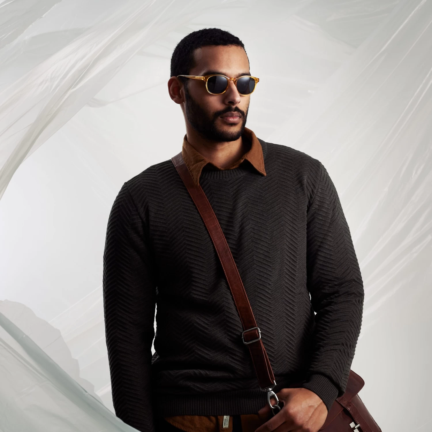 Classic Yellow & Dark Grey Polarised Sunglasses - Image 4