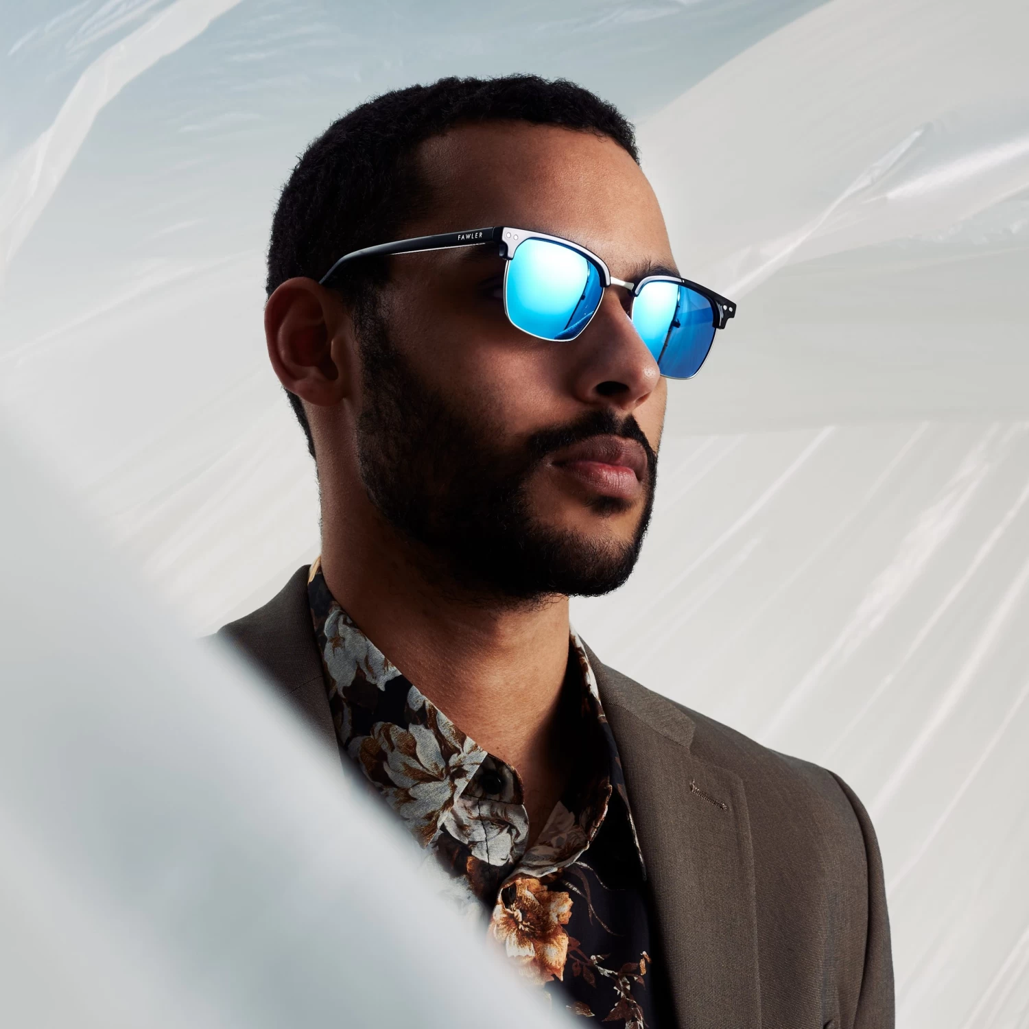 Black & Blue Stainless Steel Polarised Sunglasses - Image 2