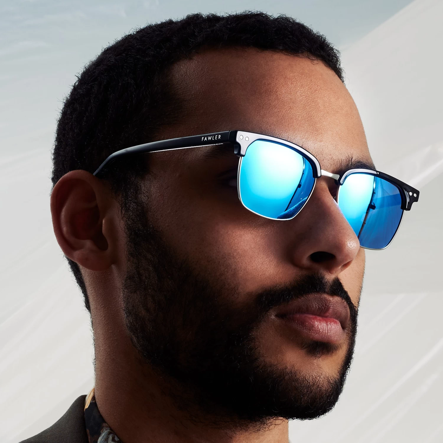 Black & Blue Stainless Steel Polarised Sunglasses - Image 8