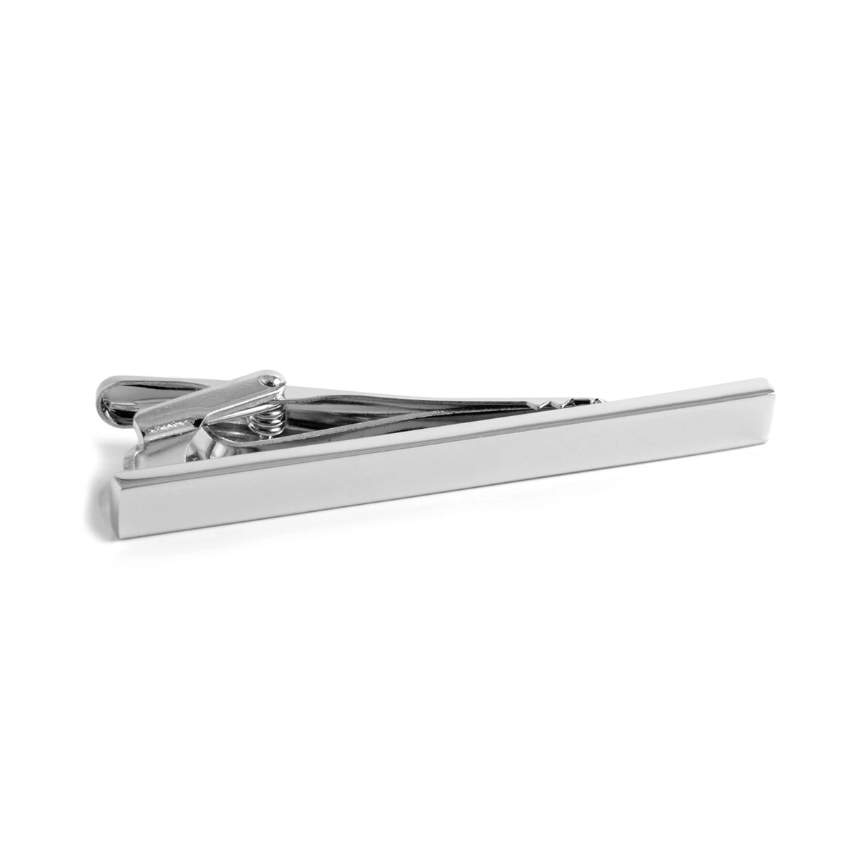 Silver-Tone Solid Modern Cufflinks & Tie Clip Set - Image 3