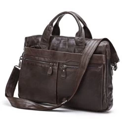 Dark Brown Leather Laptop Bag