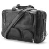 Black Leather Multifunction Laptop Messenger Bag