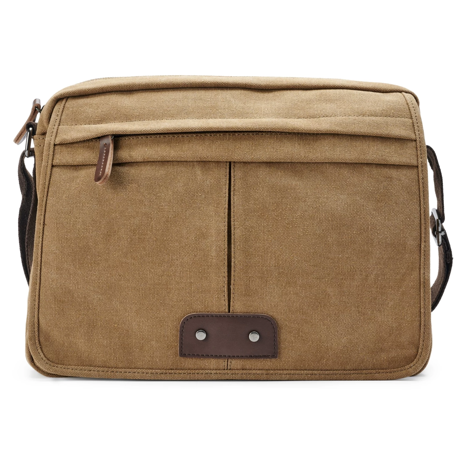 Vintage Caramel Canvas And Brown Leather Messenger Bag - Image 2