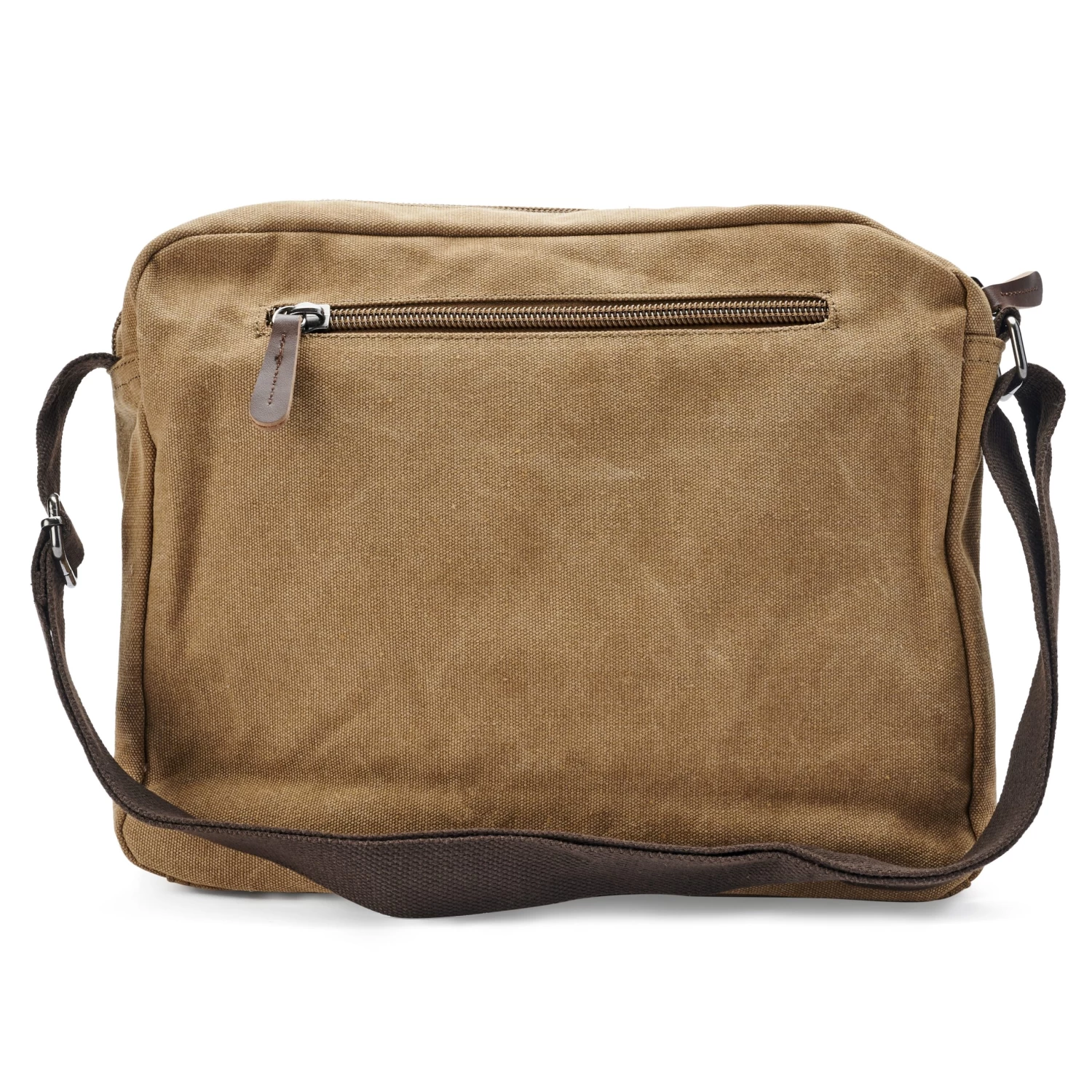 Vintage Caramel Canvas And Brown Leather Messenger Bag - Image 4