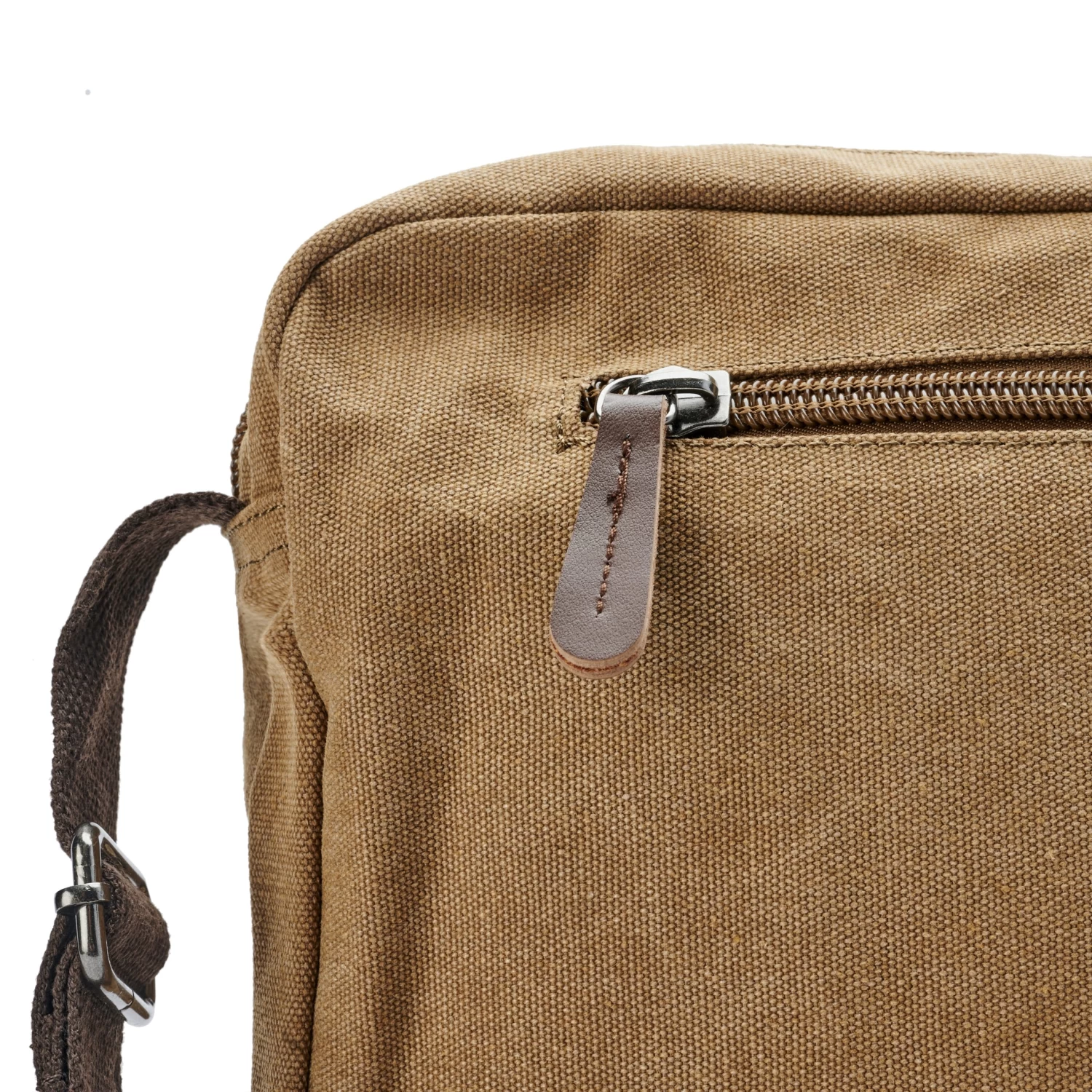 Vintage Caramel Canvas And Brown Leather Messenger Bag - Image 6