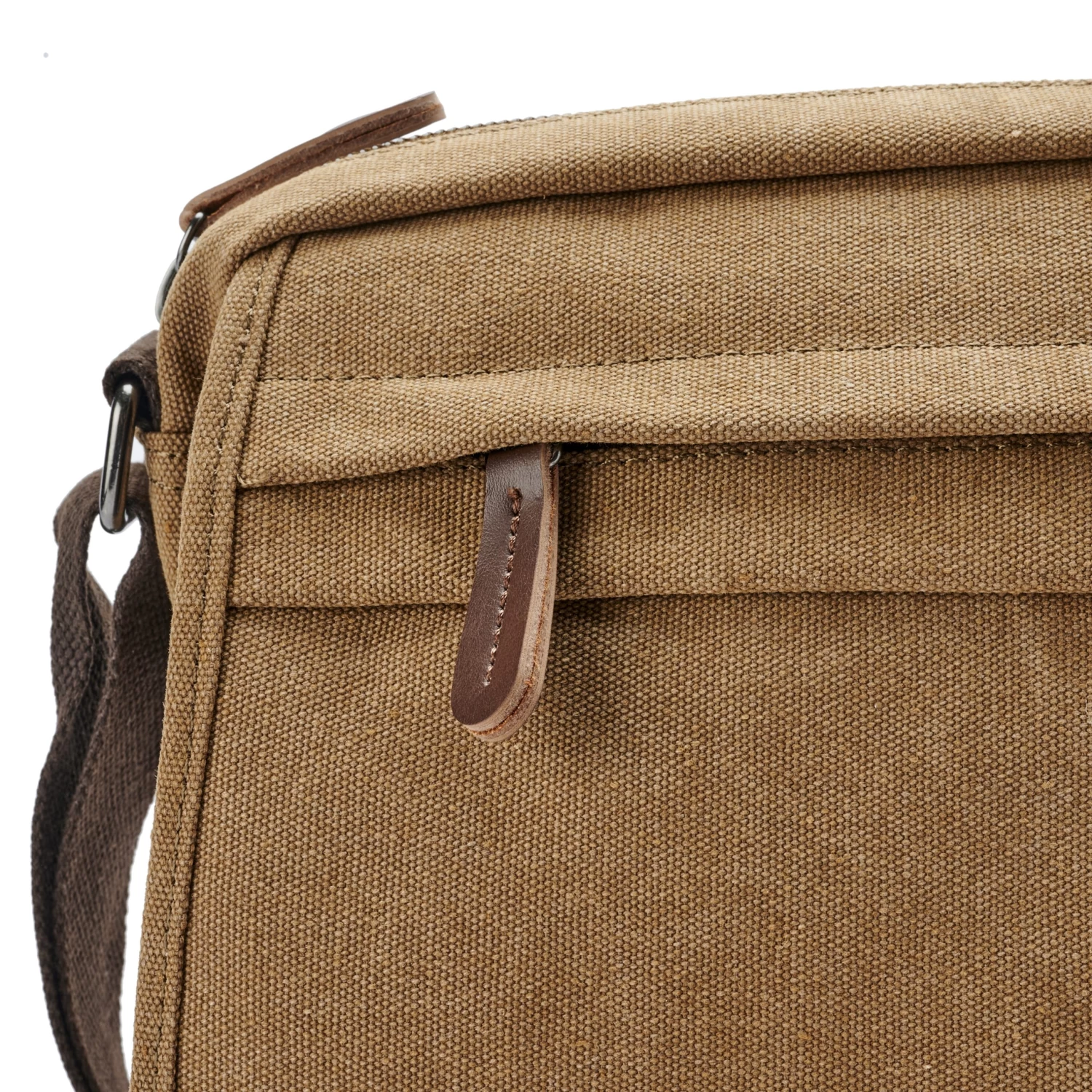 Vintage Caramel Canvas And Brown Leather Messenger Bag - Image 8