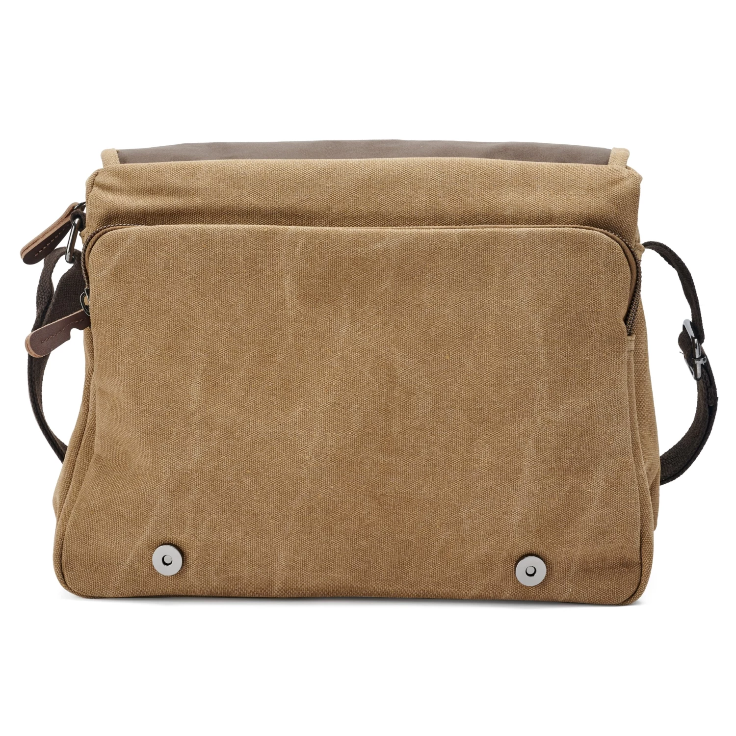 Vintage Caramel Canvas And Brown Leather Messenger Bag - Image 3