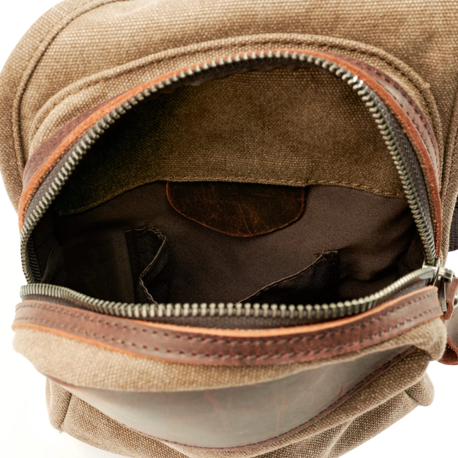 Tan Canvas & Brown Leather Shoulder Bag - Image 7