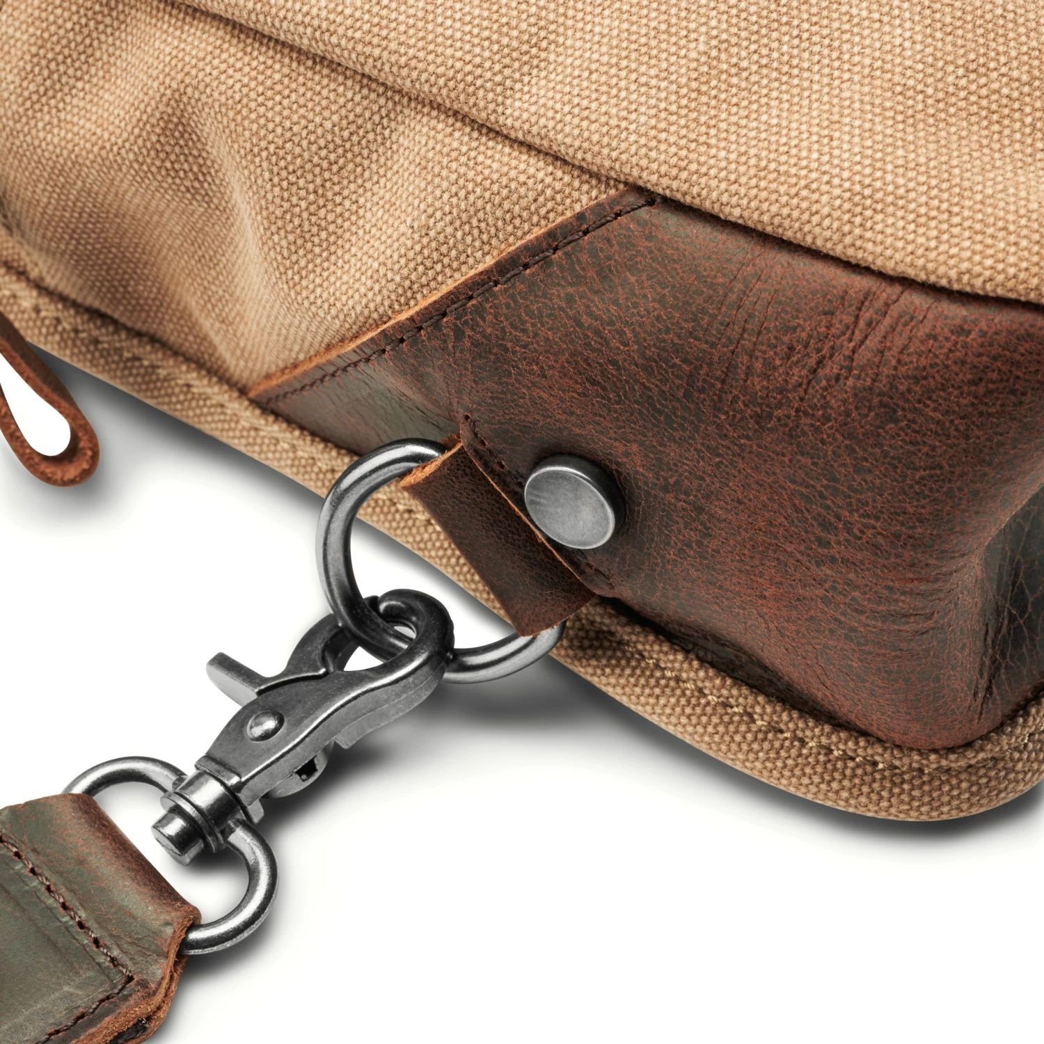 Tan Canvas & Brown Leather Shoulder Bag - Image 9