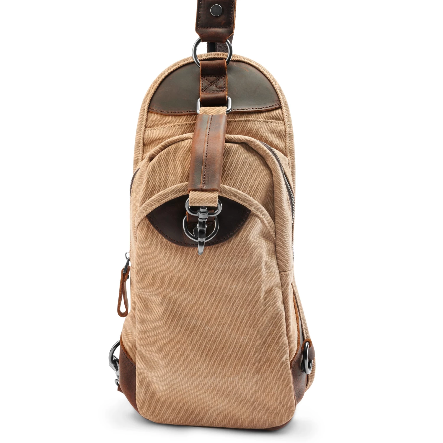 Tan Canvas & Brown Leather Shoulder Bag - Image 5