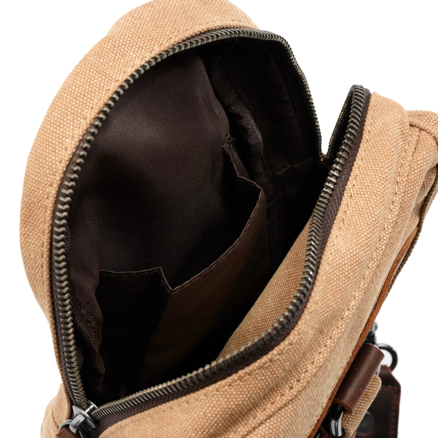 Tan Canvas & Brown Leather Shoulder Bag - Image 8