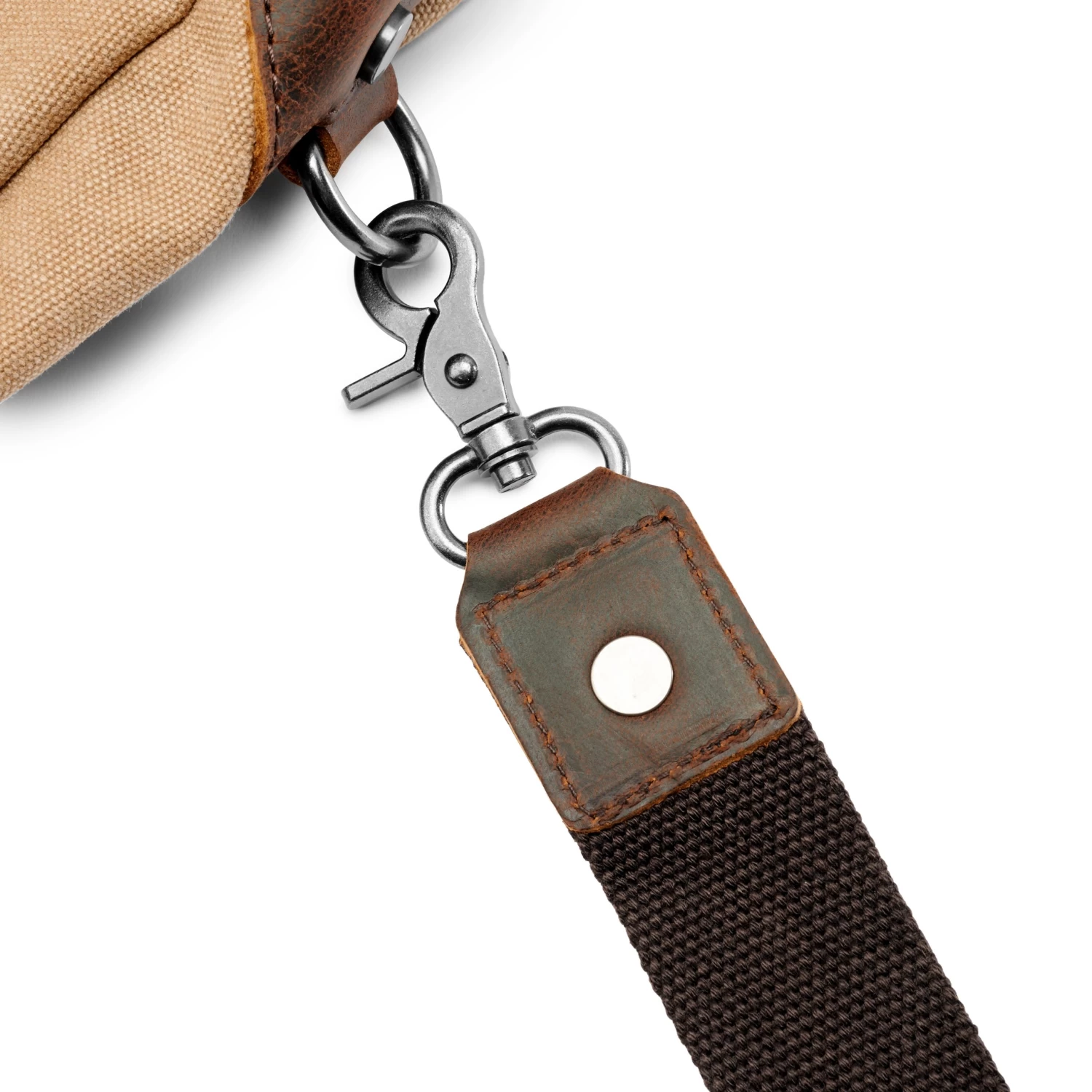 Tan Canvas & Brown Leather Shoulder Bag - Image 10